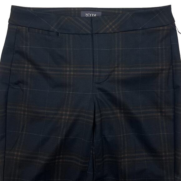 NYDJ Slim Trouser Pants Sz 2 or 27 New $119 Oaklan Plaid Blue Black Straight Leg - Picture 6 of 16